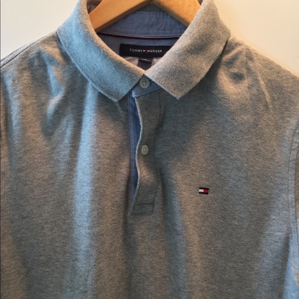 Tommy Hilfiger Polo T Shirt Grey Medium
